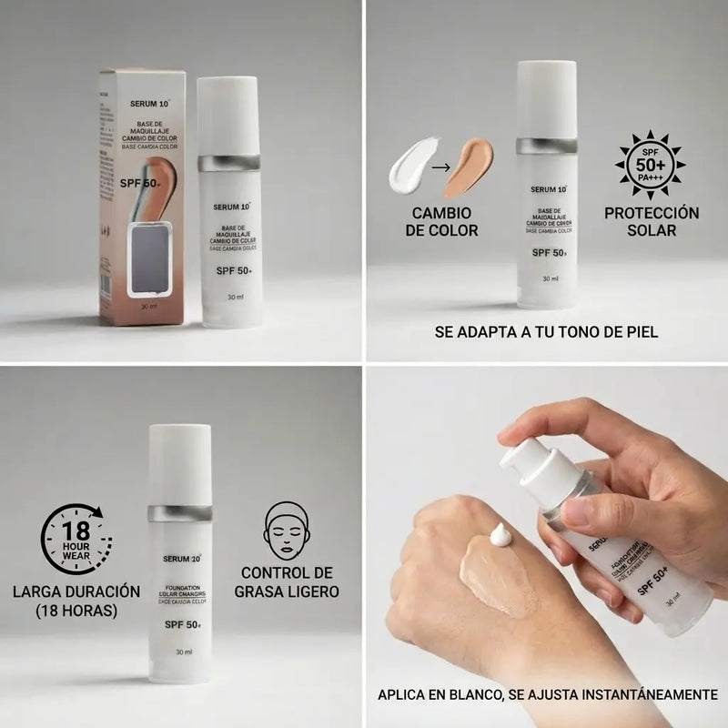 Base Camaleón | Se Adapta a Tu Tono + SPF 50
