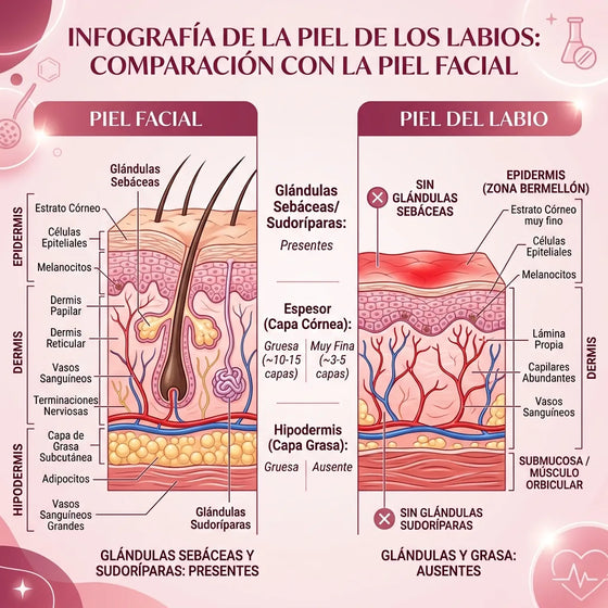 Corte de la piel del labio